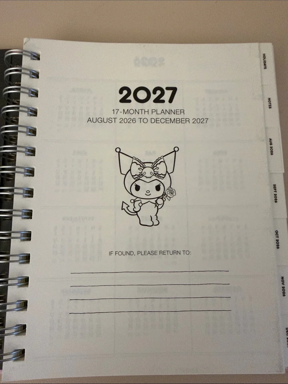 NWT.. Kuromi 2027 month planner